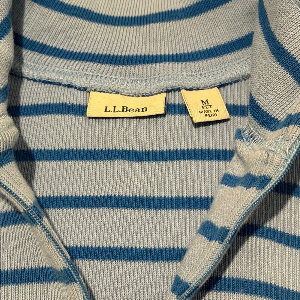 L.L. Bean Vintage 100% Cotton Striped Quarter Zip Pullover Knit Sweater Small - Picture 3 of 10